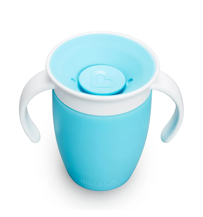 Vaso Antiderrame con Asa Miracle 360º Azul pastel · Munchkin