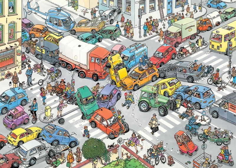 Jan van Haasteren - Traffic Chaos & By Air, Land and Sea (2x1000 pieces)