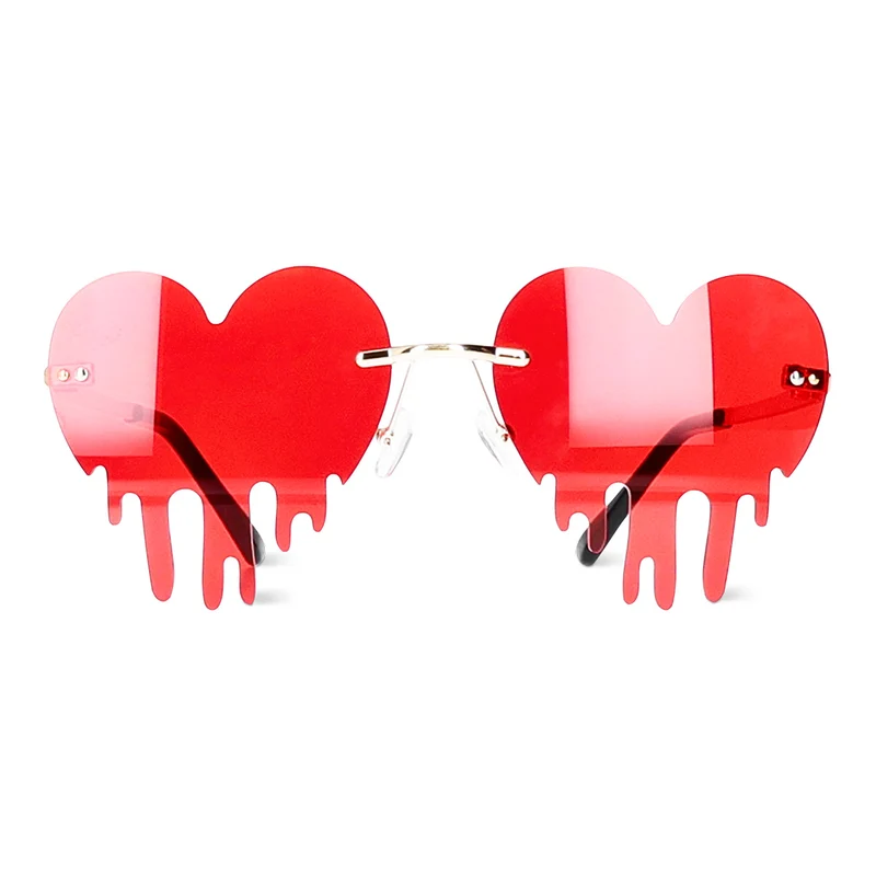 Red drip hearts party glasses