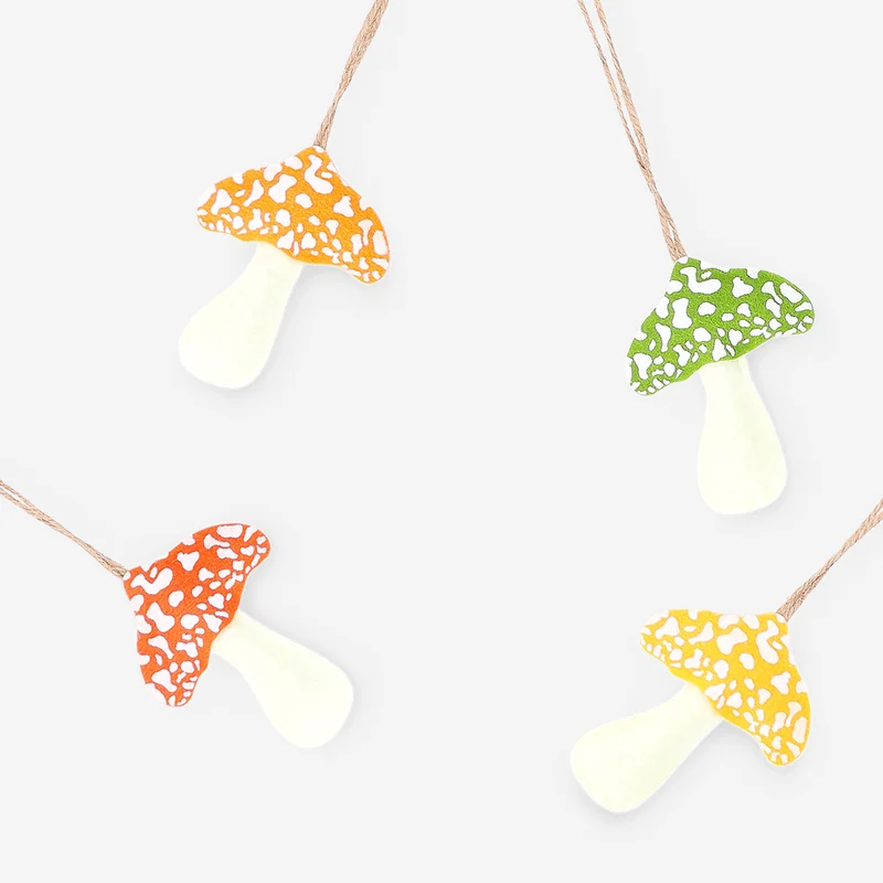 Decorative felt mushrooms for hanging - 4 pcs