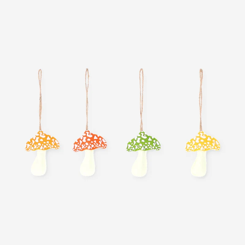 Decorative felt mushrooms for hanging - 4 pcs