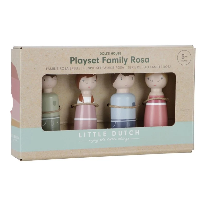 Set familia rosa Casa de Muñecas Madera FSC · Little Dutch