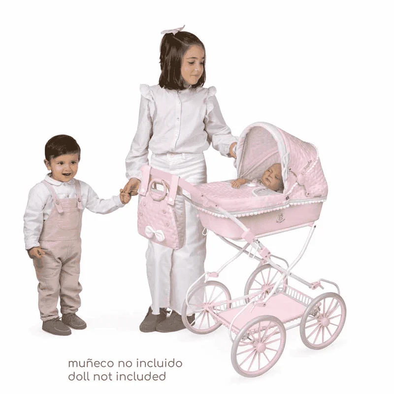 Coche de Muñecas Plegable con Sombrilla y Suspensión De Cuevas