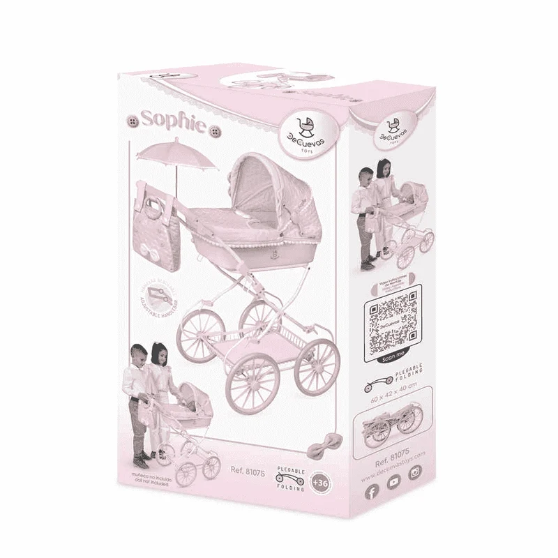 Coche de Muñecas Plegable con Sombrilla y Suspensión De Cuevas