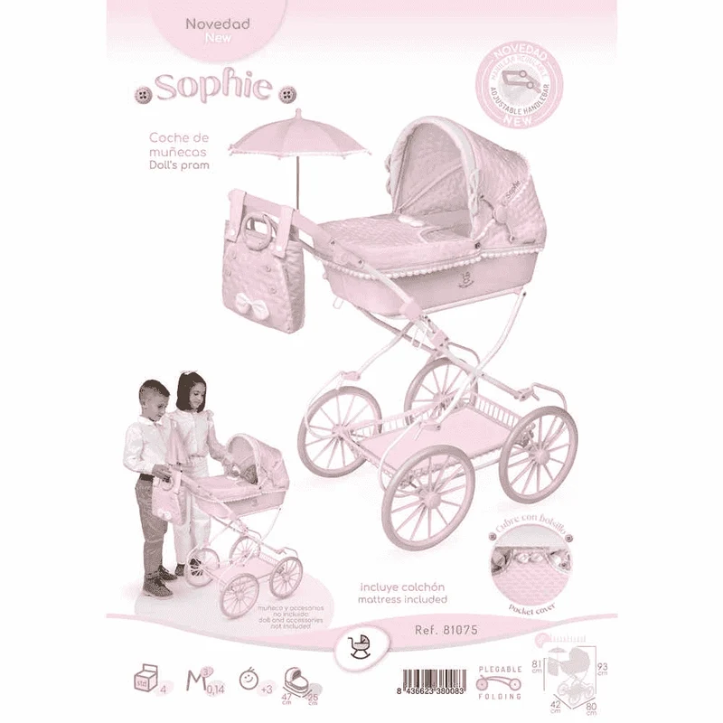 Coche de Muñecas Plegable con Sombrilla y Suspensión De Cuevas