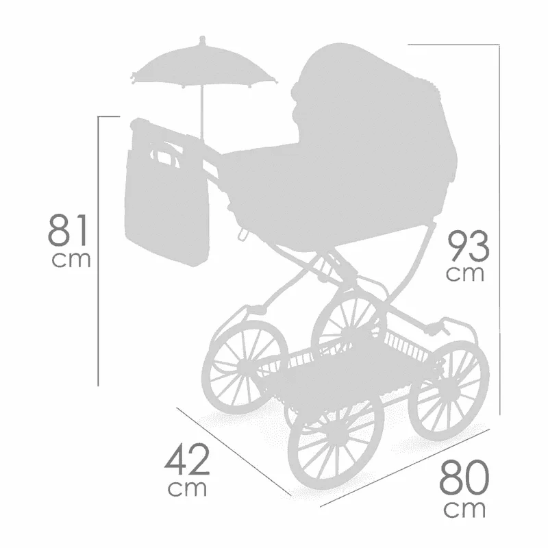 Coche de Muñecas Plegable con Sombrilla y Suspensión De Cuevas