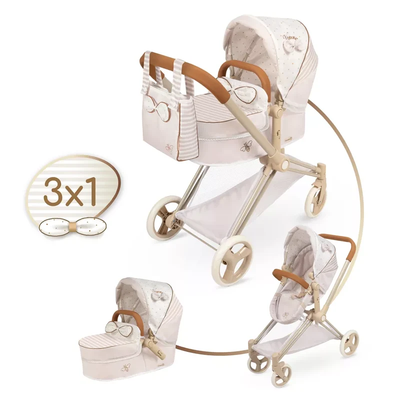 Coche de Muñecas 3x1 Plegable con Capazo y Silla