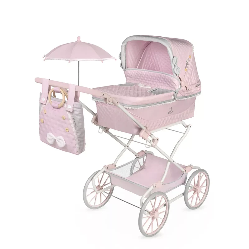 Coche de Muñecas 'Reborn' Plegable con Sombrilla y Suspensión De Cuevas