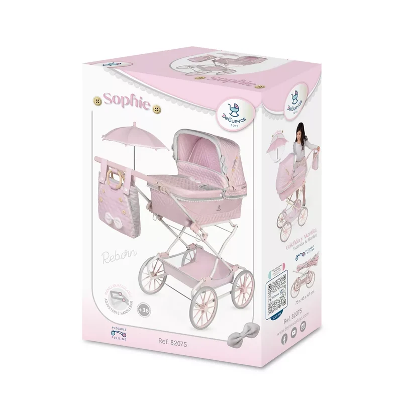 Coche de Muñecas 'Reborn' Plegable con Sombrilla y Suspensión De Cuevas