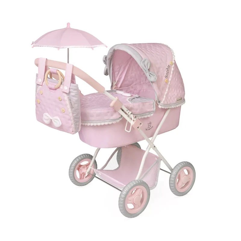 Coche de Muñecas Plegable con Sombrilla y Bolso De cuevas