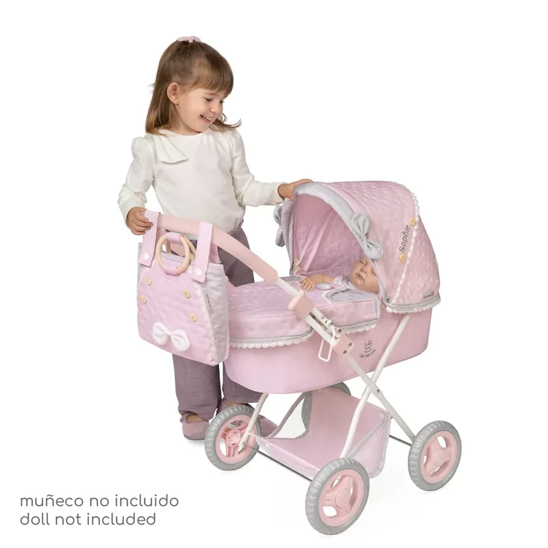 Coche de Muñecas Plegable con Sombrilla y Bolso De cuevas