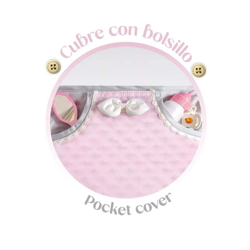 Coche de Muñecas Plegable con Sombrilla y Bolso De cuevas