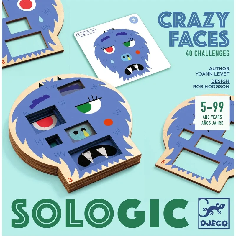 Sologic Crazy faces - Juego de mesa - Djeco - 1 jugador - 5+ años - duración variable