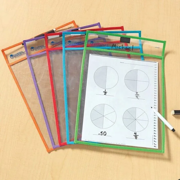 JUEGO FUNDAS TRANSPARENTES PARA ESCRIBIR Y BORRAR | Learning Resources