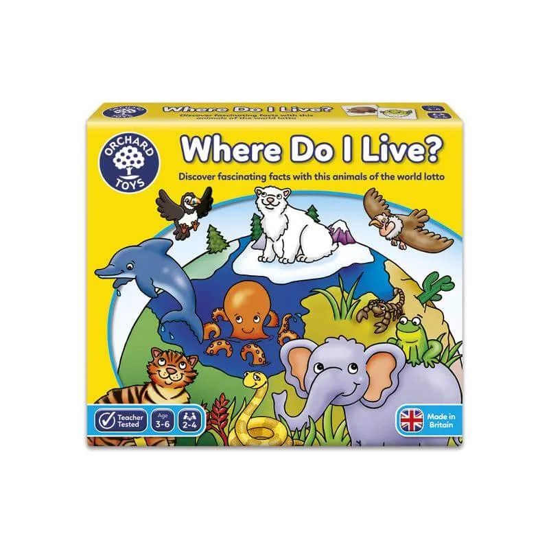 Where do I live? - Juego de mesa - Orchard Toys - 2-4 jugadores - 3+ años