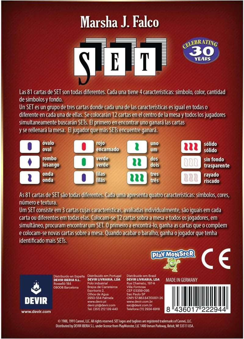SET - Juego de mesa - Devir - 1-20 jugadores - 6+ años - 20 min