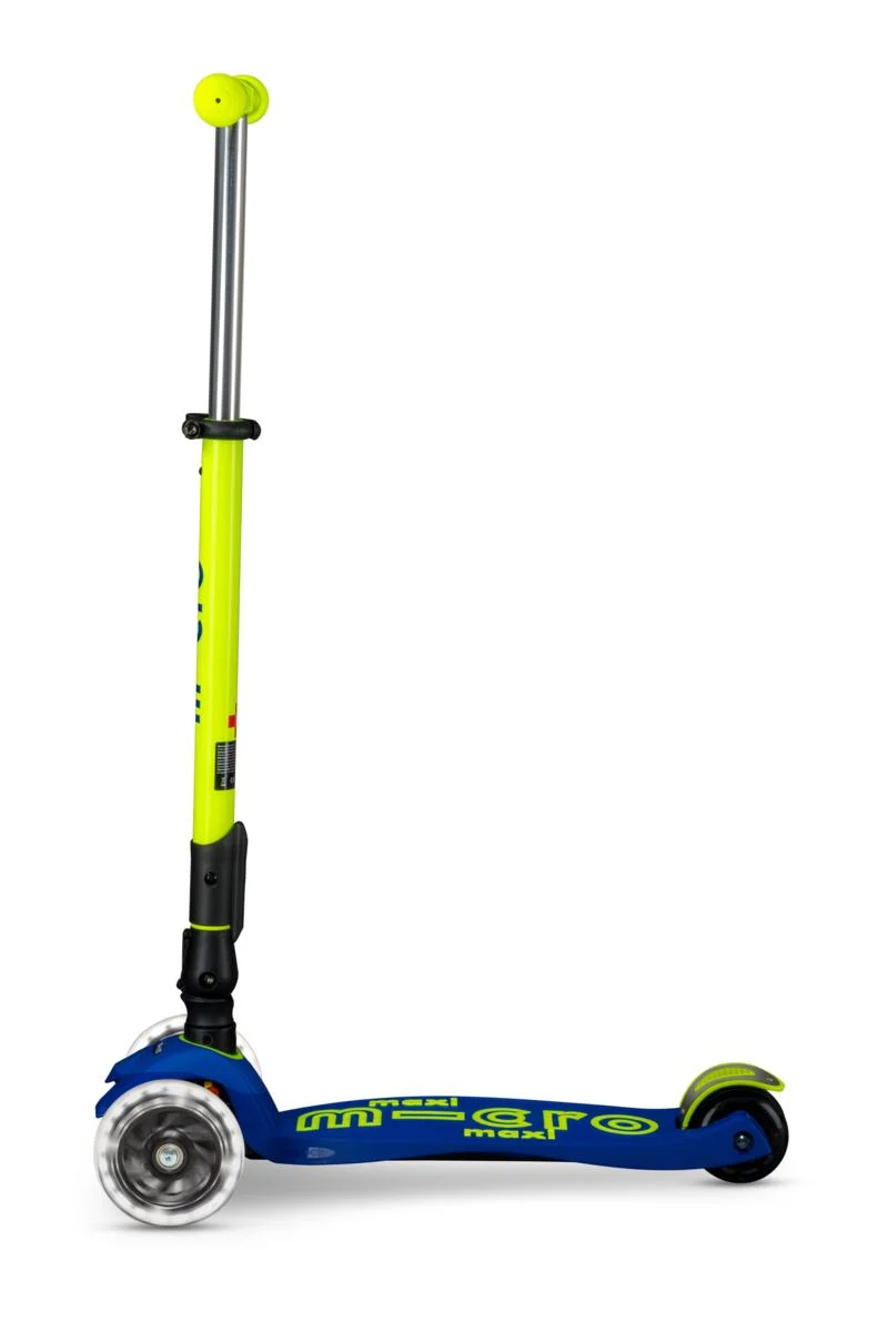 Patinete Maxi Deluxe Plegable Neón LED · Azul/Amarillo