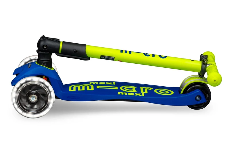 Patinete Maxi Deluxe Plegable Neón LED · Azul/Amarillo