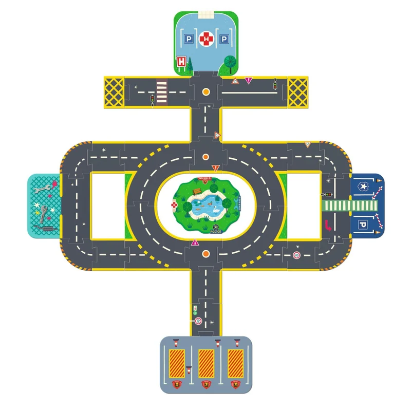 Crazy Motors Circuit City Puzzle gigante 34 piezas · DJECO
