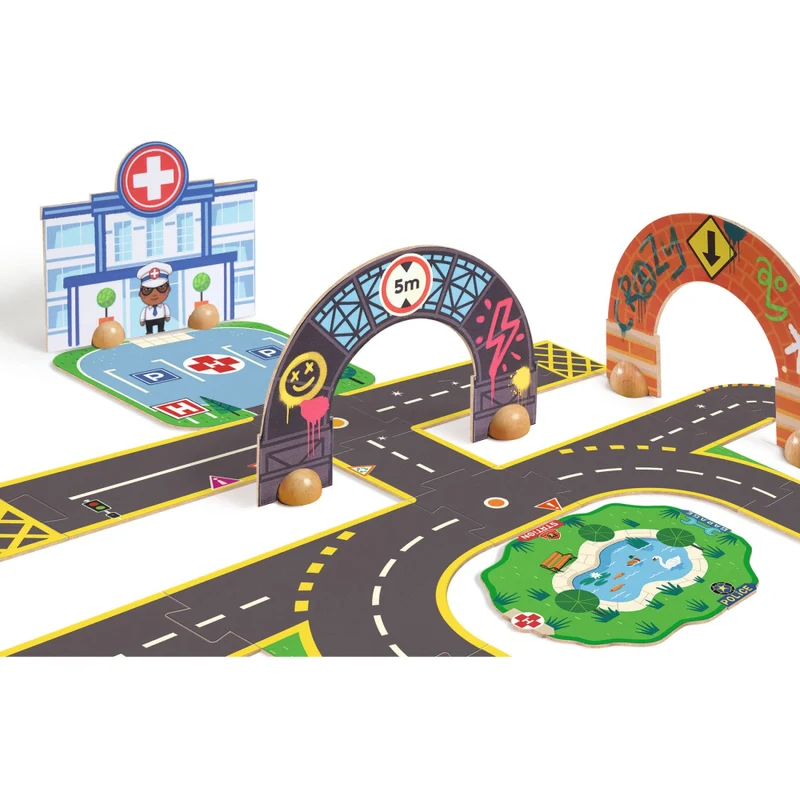 Crazy Motors Circuit City Puzzle gigante 34 piezas · DJECO