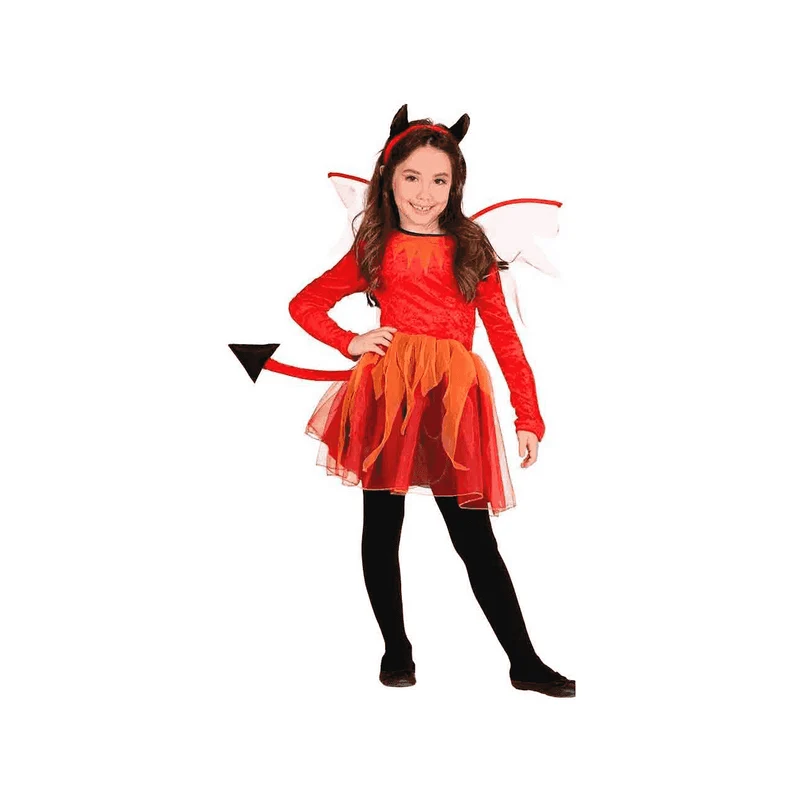 Disfraz de Niña Diablesa con Alas - Talla 5-6 años