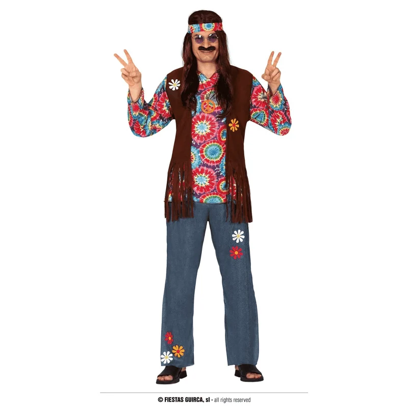 Disfraz De Hippie Adulto Talla 48 a 50