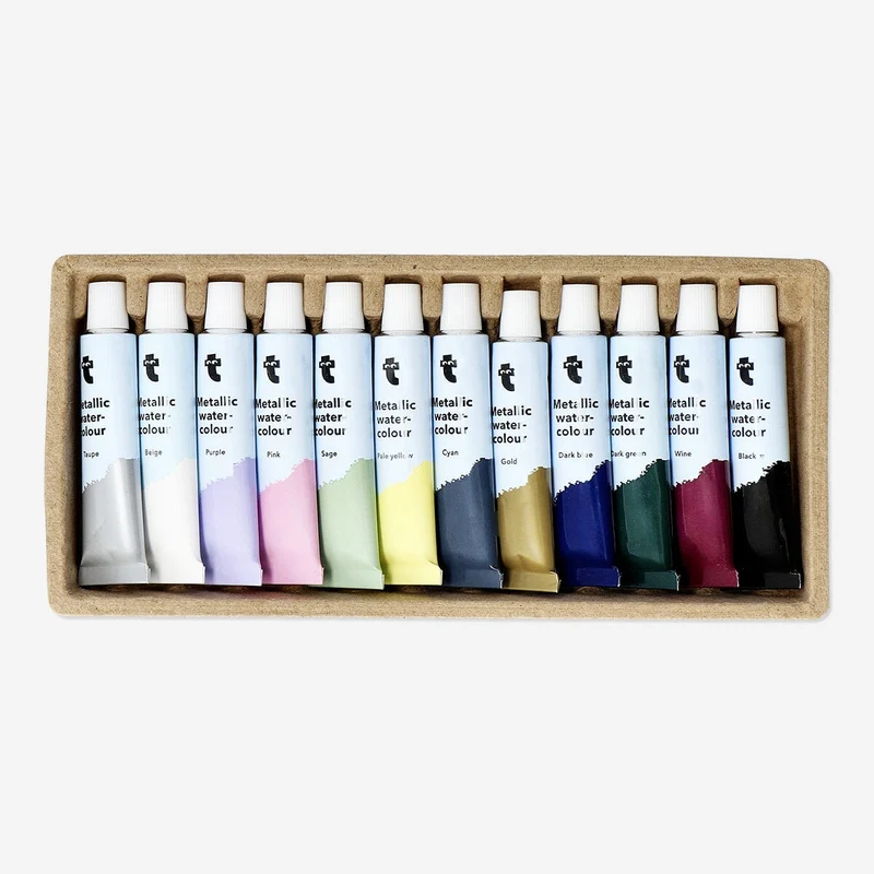 Watercolours with metallic effect - 12 pcs