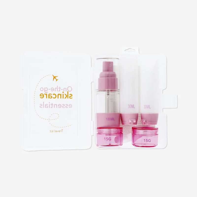 Pink travel set in a box - 5 pcs