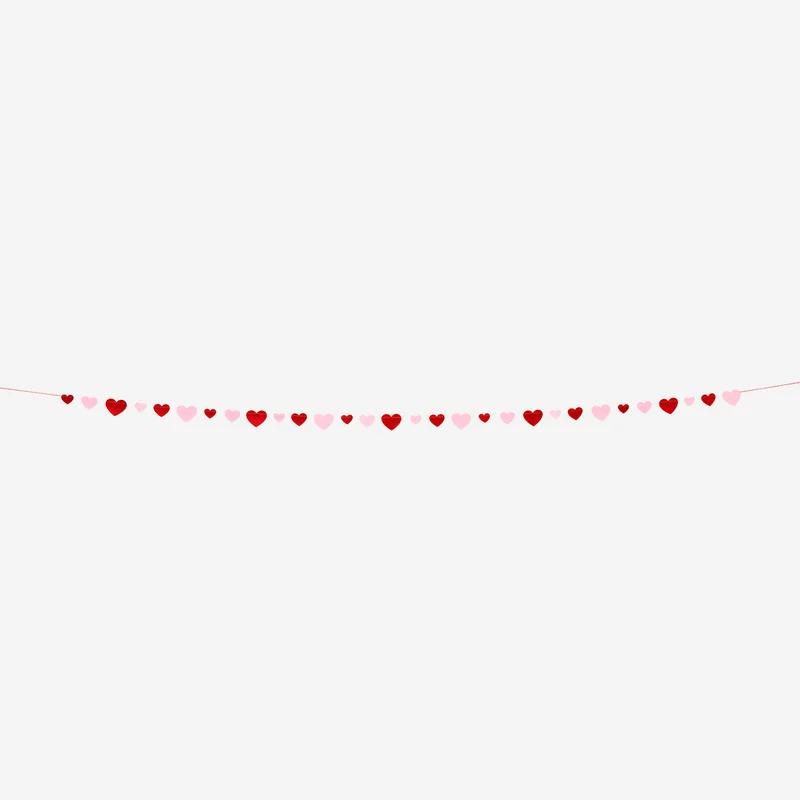 Fabric garland with felt hearts - 300 cm