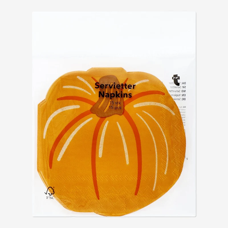 Pumpkin-Shaped Napkins - 15 pcs