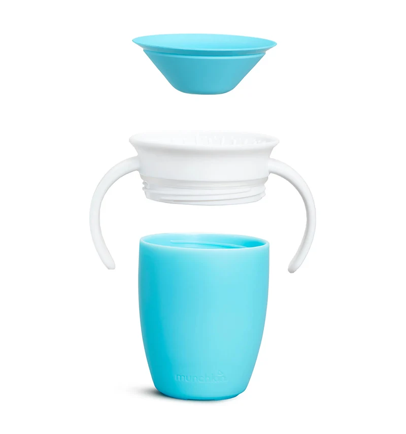Vaso Antiderrame con Asa Miracle 360º Azul pastel · Munchkin