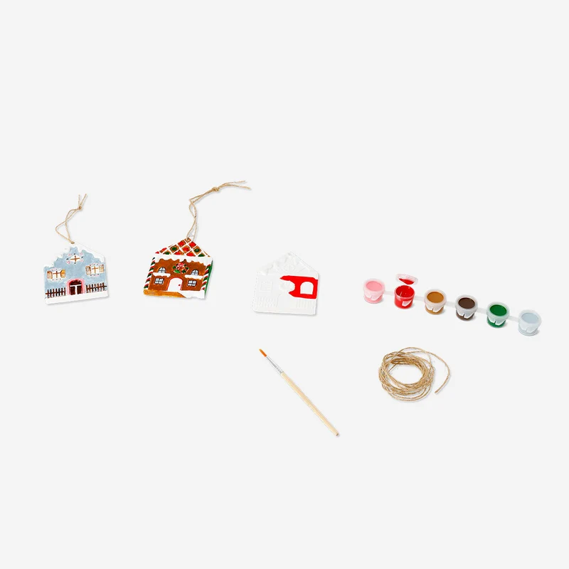 DIY ceramic house ornaments - 3 pcs