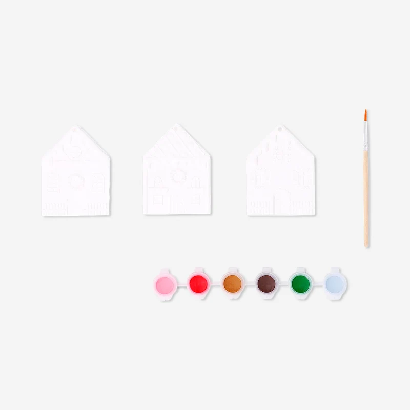 DIY ceramic house ornaments - 3 pcs
