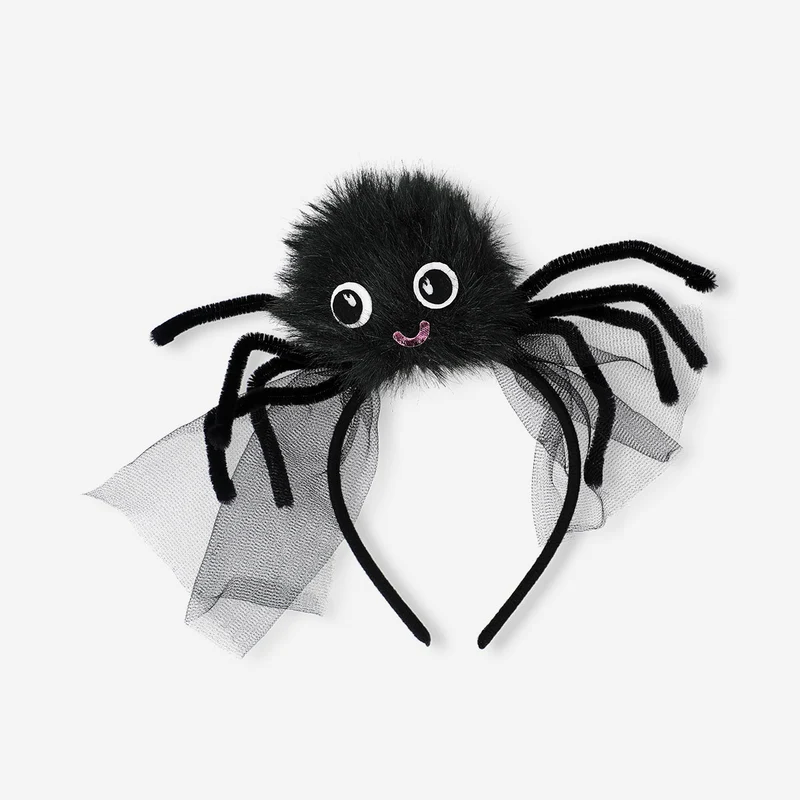 Black spider costume hairband - For adults