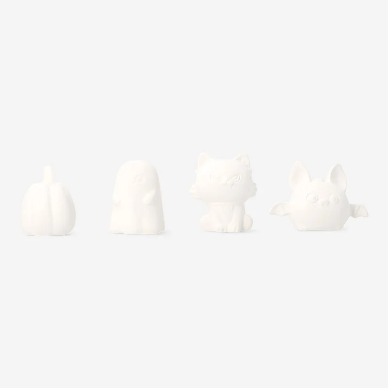 DIY decorative Halloween figures with paint and brush - 4 pcs