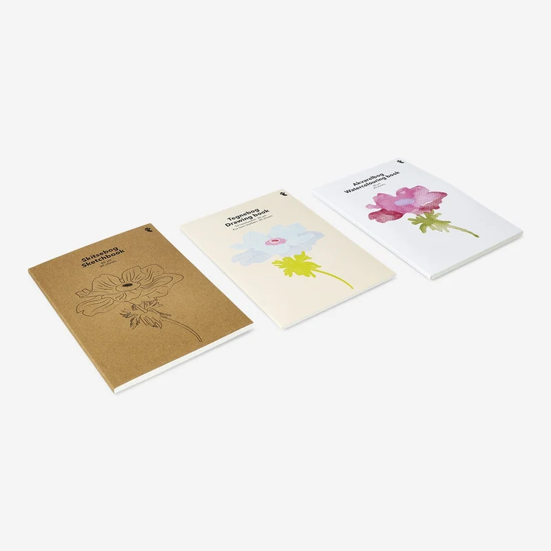 Set of creativity pads for watercolouring, sketching, and drawing - 3 pcs