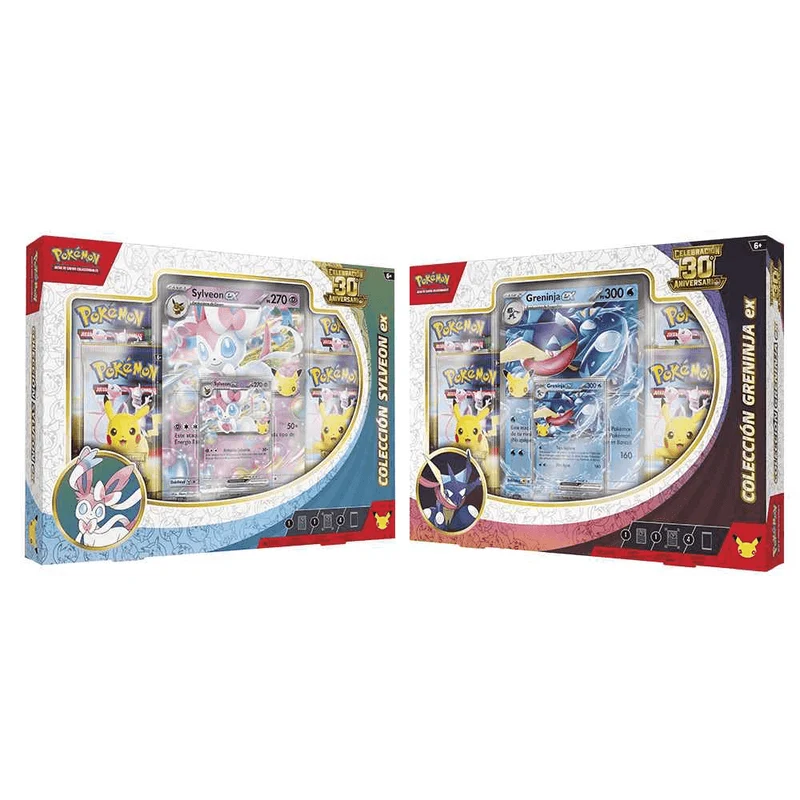 Pokémon TCG 30º Aniversario EX Box Surtida con 4 Sobres y Carta Grande +6 años