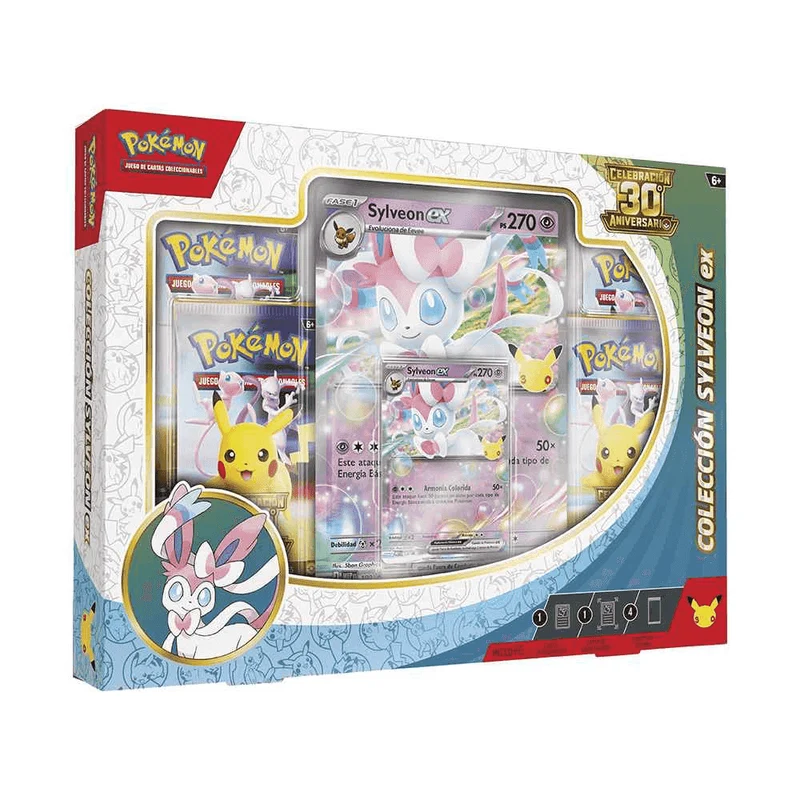 Pokémon TCG 30º Aniversario EX Box Surtida con 4 Sobres y Carta Grande +6 años