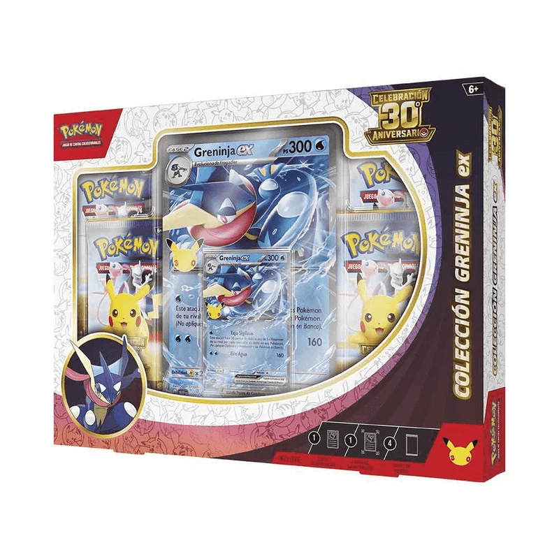 Pokémon TCG 30º Aniversario EX Box Surtida con 4 Sobres y Carta Grande +6 años
