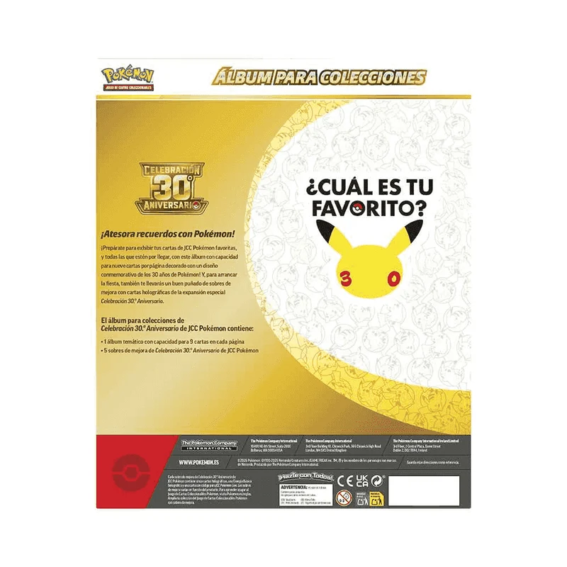 Pokémon TCG 30º Aniversario Binder Collection con Álbum y 5 Sobres +6 años