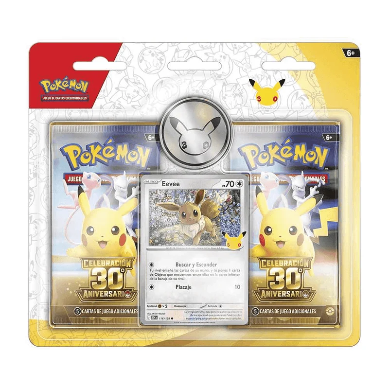 Pokémon TCG 30º Aniversario Blíster 2 Sobres con Carta Promocional y Moneda +6 años