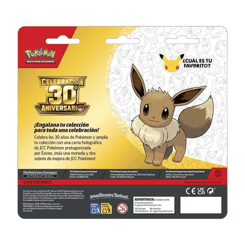 Pokémon TCG 30º Aniversario Blíster 2 Sobres con Carta Promocional y Moneda +6 años