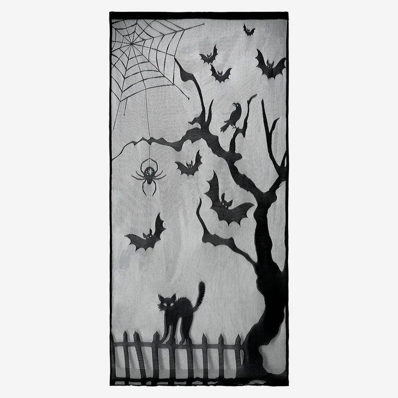 Bats and spiders Halloween curtain - 213x102 cm