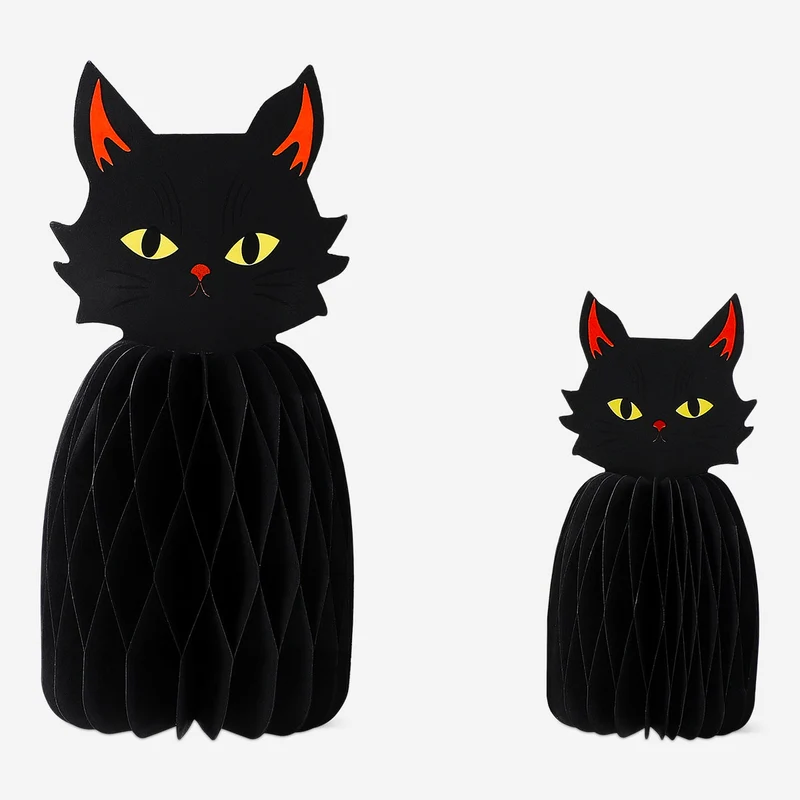 Honeycomb black cats for table decoration - 2 pcs