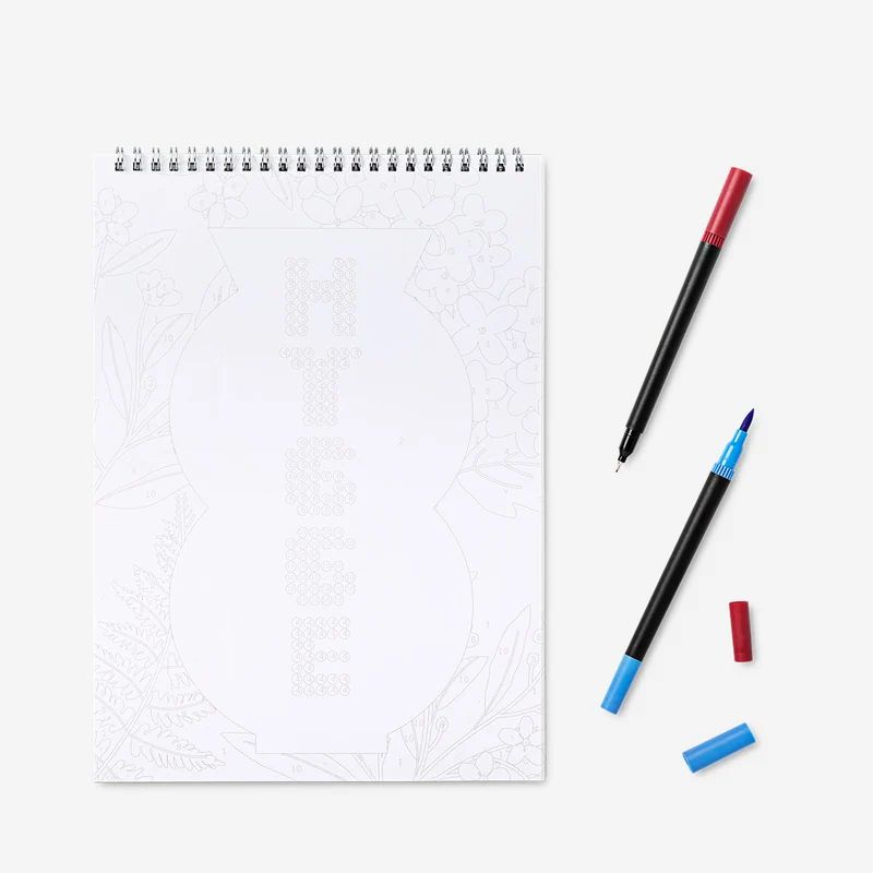 Colour by numbers colouring pad with markers