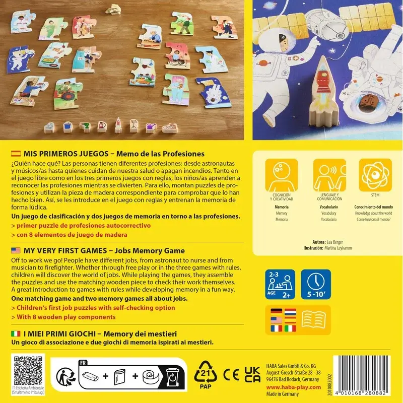 Mis primeros juegos Memo de las profesiones - Juego de mesa - Haba - 2-3 jugadores - 2+ años - 10 min