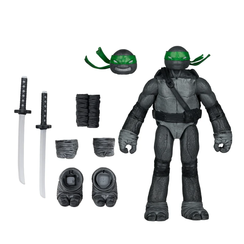 Mcfarlane Figure With Comic: Tmnt Tortugas Ninja - Leonard Black White & Green Variant 5 Pulgadas