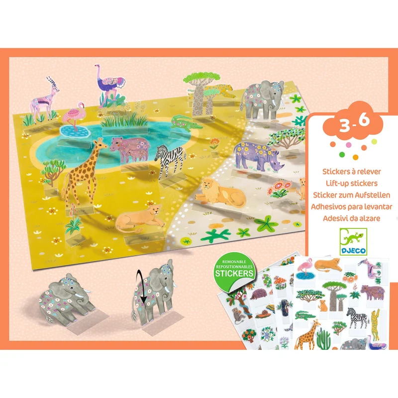 Pegatinas reposicionables Animales · Djeco