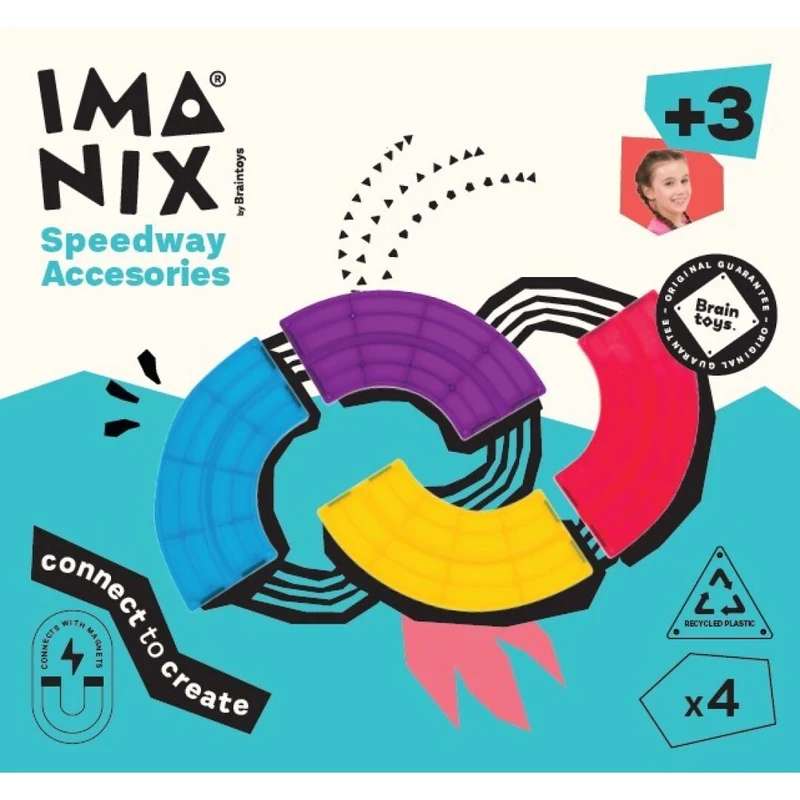 Imanix Pista de Carreras 4 piezas cuarto de curva · Braintoys