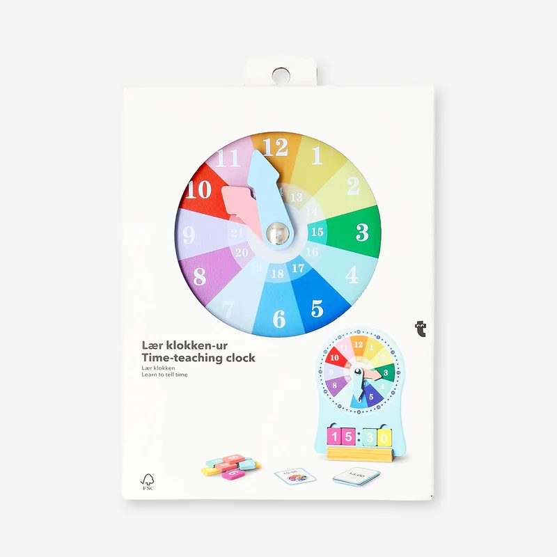 Wooden time teaching clock